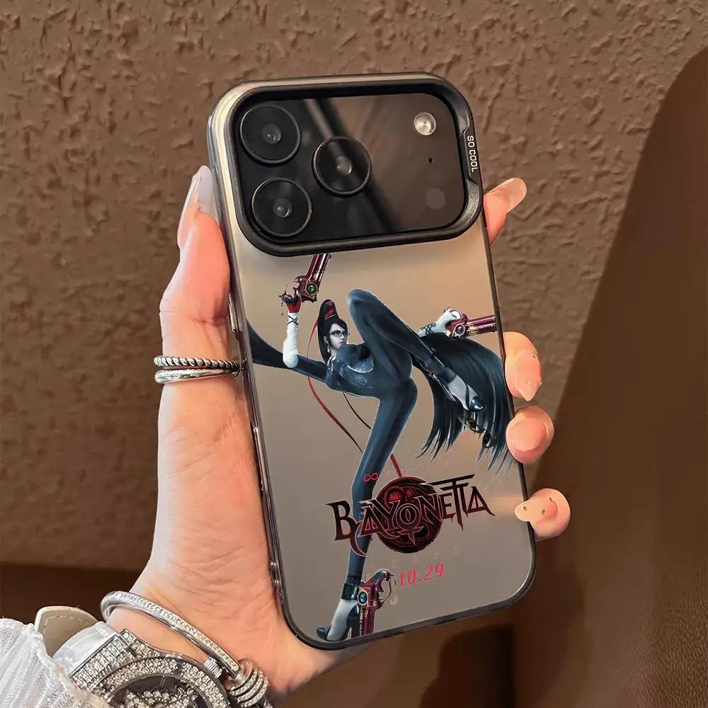 لعبة B-BayonettaS 3 حافظة هاتف آيفون 17 16 15 14 13 12 11 برو ماكس أسود أرجواني ماتي ليزر معدني أورورا فوندا