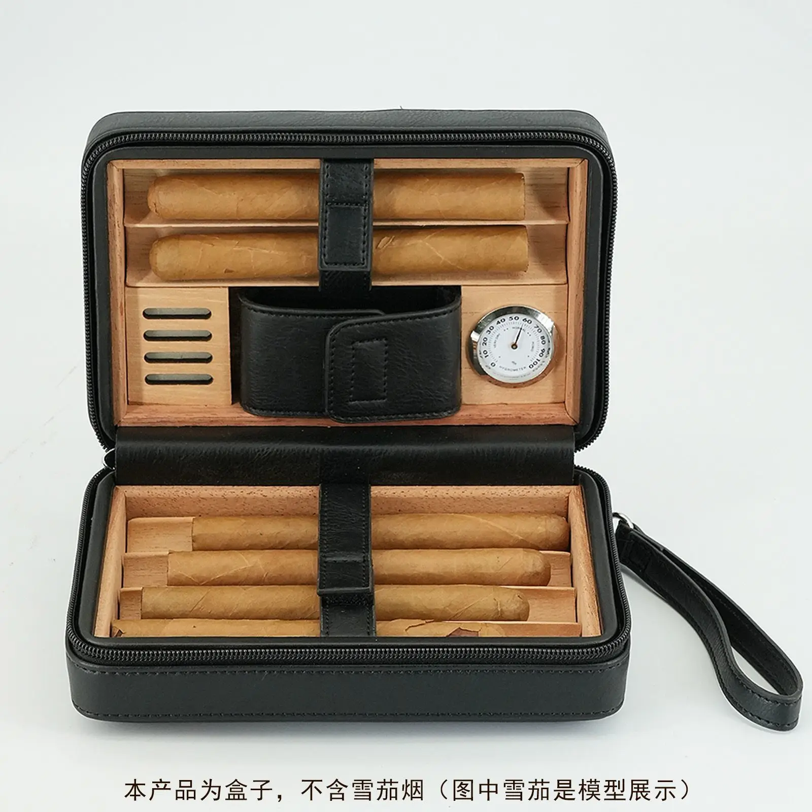 

Портативный дорожный футляр для сигар из кедра на 6 штук с увлажнителем, ручной работы, на молнии