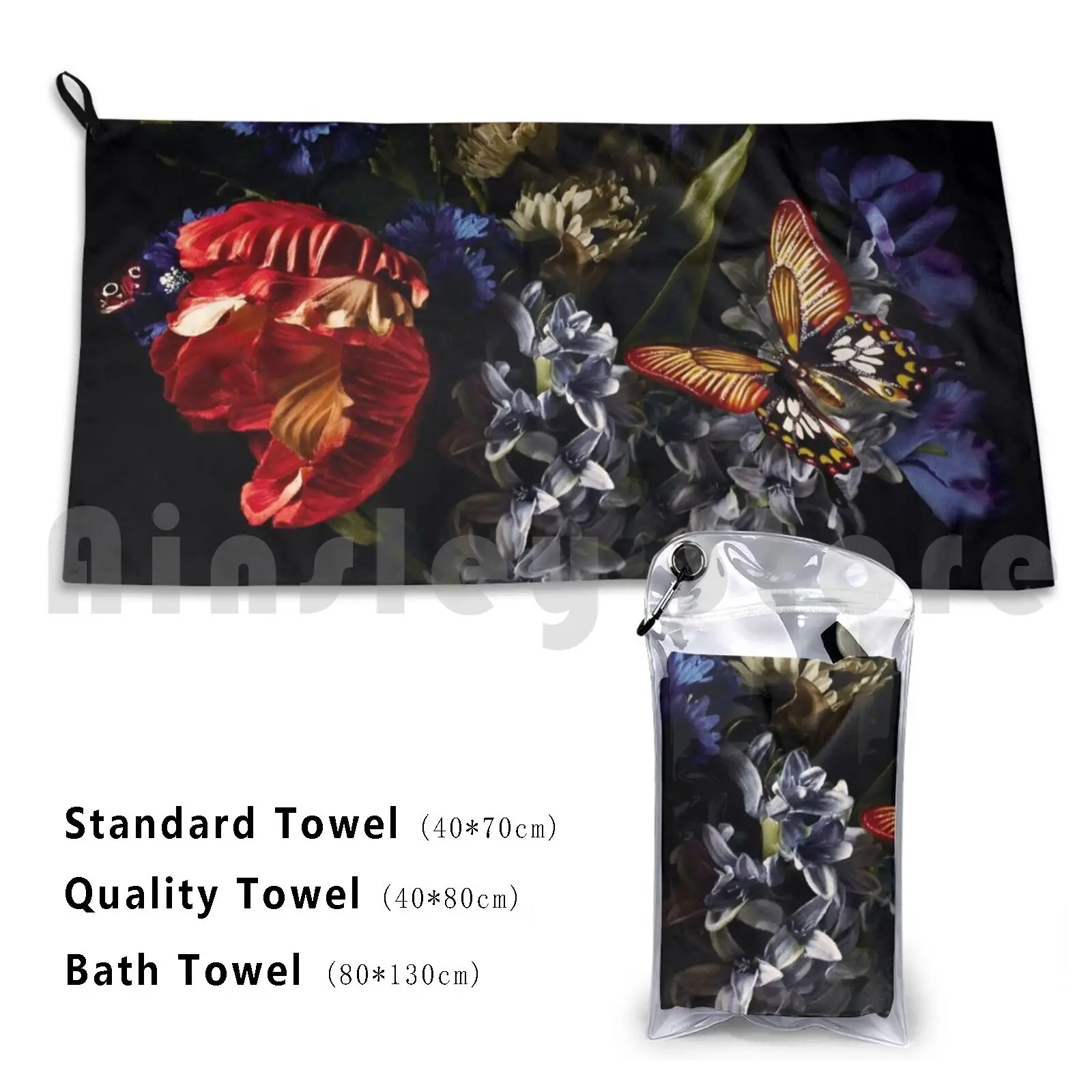 Rikard Osterlund's Flowers ( Man’s Suffering ) Bath Towel Beach Cushion Dutch Master Flowers Memento Mori Vanitas