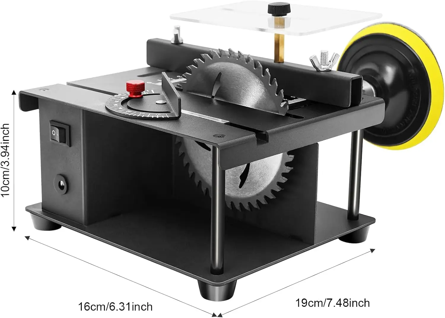 NEWEST Mini Table Saw 200W - 0-90° Adjustable 1.3in Cutting Depth, 7-Speed 3000rpm with Cold-Rolled Steel Base, for Wood/Metal/Plastic