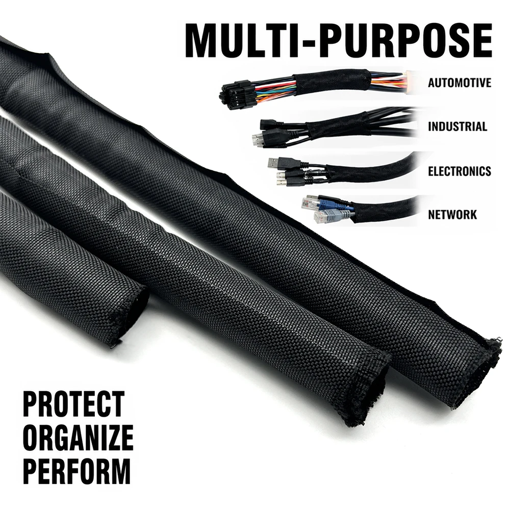 2/5/10/20M PET Open wound textile sleeve ID 3~50mm Noise Reduction/Wear resistant/automotive wire harness protective sleeve