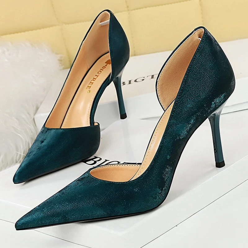 BIGTREE Shoes Retro High Heels Pointed Hollowed Out Single Shoes With Women Pumps Stilettos Heels 8 Cm Party Shoes Kitten Heels