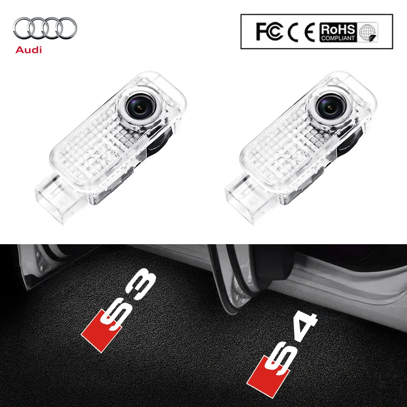 LED Car Door Light For Audi A1 A4 A6 A7 RS A5 Q3 Q5 Q7 A8 A3 TT Sline Quattro S3 A8 S4 S5 S8 Projector Lamp Door Welcome Light