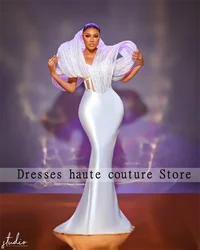 Aso Ebi White Evening Dresses African Women Formal Dresses For Women 2025 Tulle Ruched Off The Shoulder Elegant Dress Customized