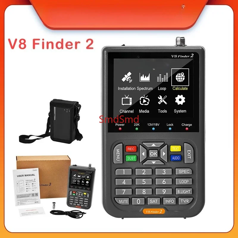 V8 Finder2, Buscador de Satélites Digital FTA DVB-S/S2/S2X, Detector de Señal, Receptor con Pantalla LCD para Ajustar la Antena Parabólica de TV Satelital