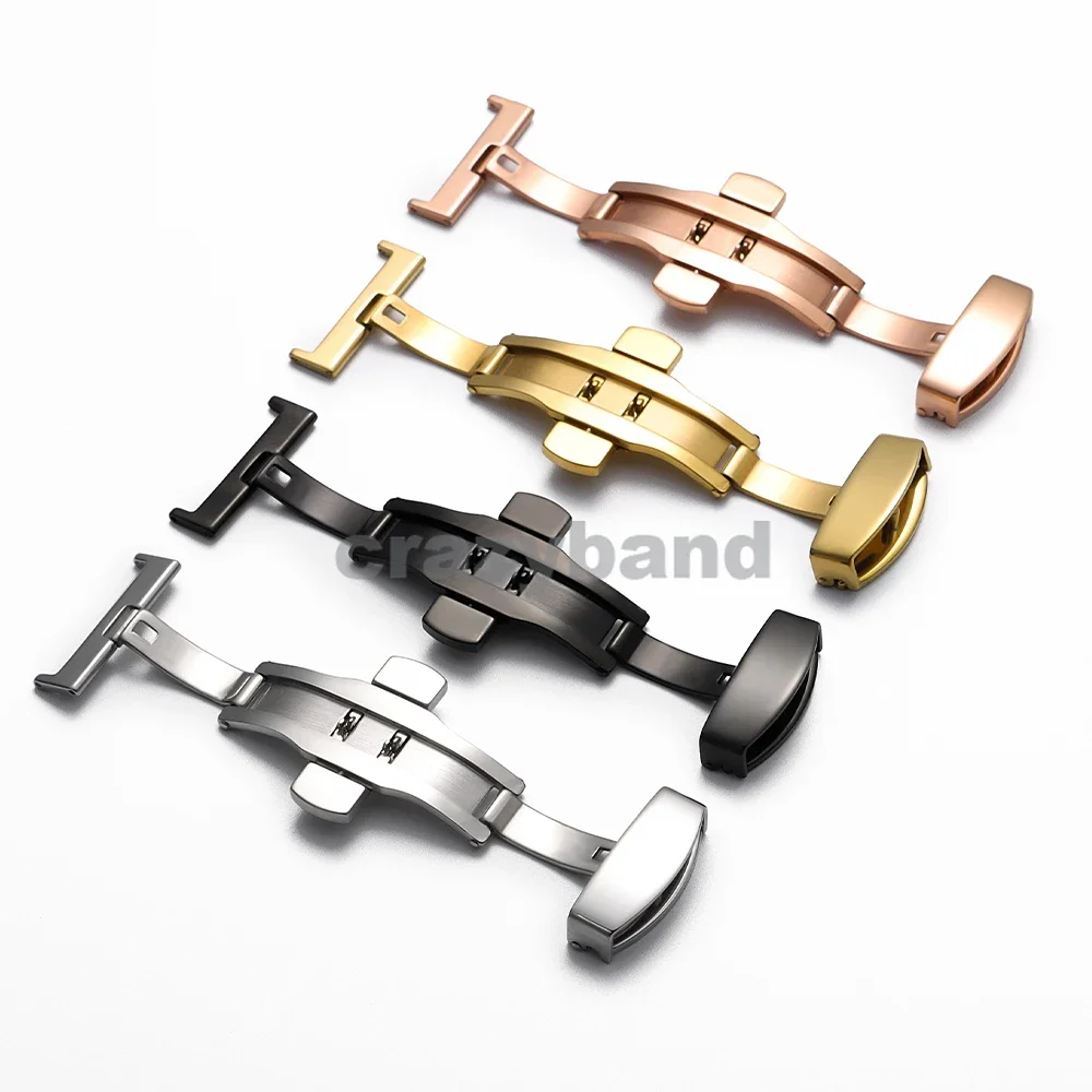 Stainless Steel Universal Butterfly Buckle Accessories 10/12/14/16/18/20/22mm Metals Double Push Button Fold for Watchband Clasp