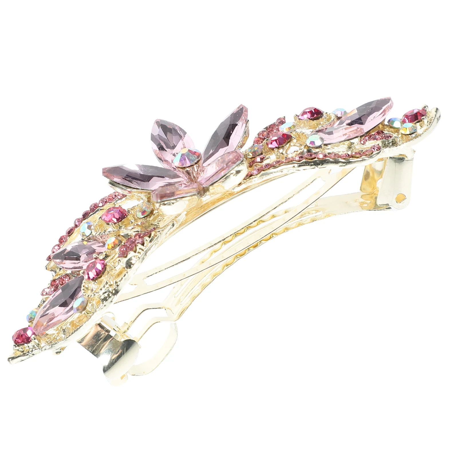 

Simple Flower Hair Clip Clips Rhinestone Springs Rhinestones Pink Barrette Bride