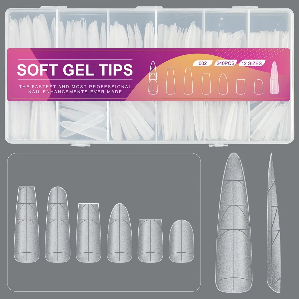 

New Ultra-Thin Double-Sided Fake Nails with Auxiliary Line No-Trace Nail Tips Clear Extension False Nails DIY