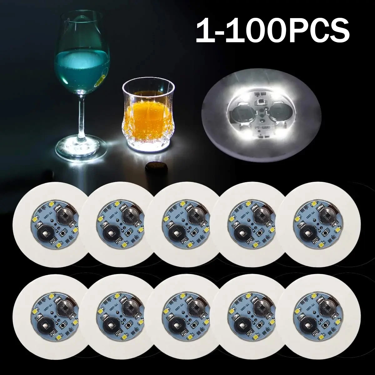 Light Emitting Coaster LED Tableware Mat Cup Luminous Sticker Colorful Flashing Bottle Sticker Stall Bar Light Decor