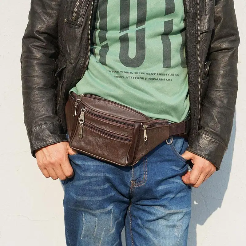Herren-Gürteltasche aus PU-Leder, Hüfttasche, Kunstleder-Bauchtasche, modische, luxuriöse kleine Umhängetasche für Männer – Detail 7