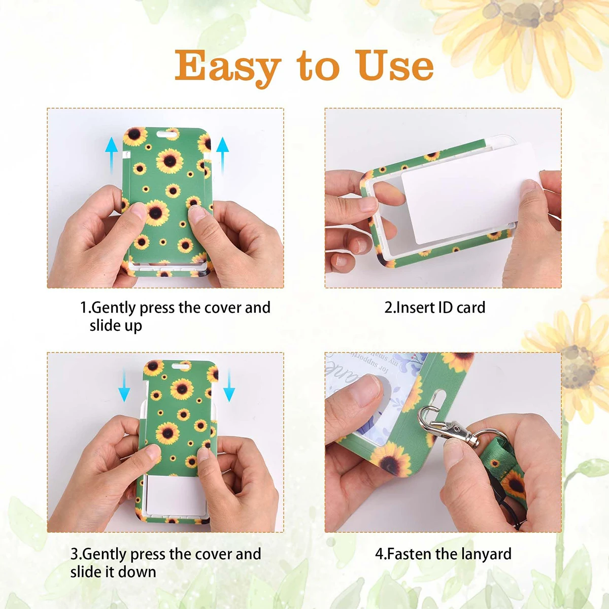 Badge clip with detachable lanyard sunflower neck lanyard hidden disability badge clip with card sunflower ID card clip