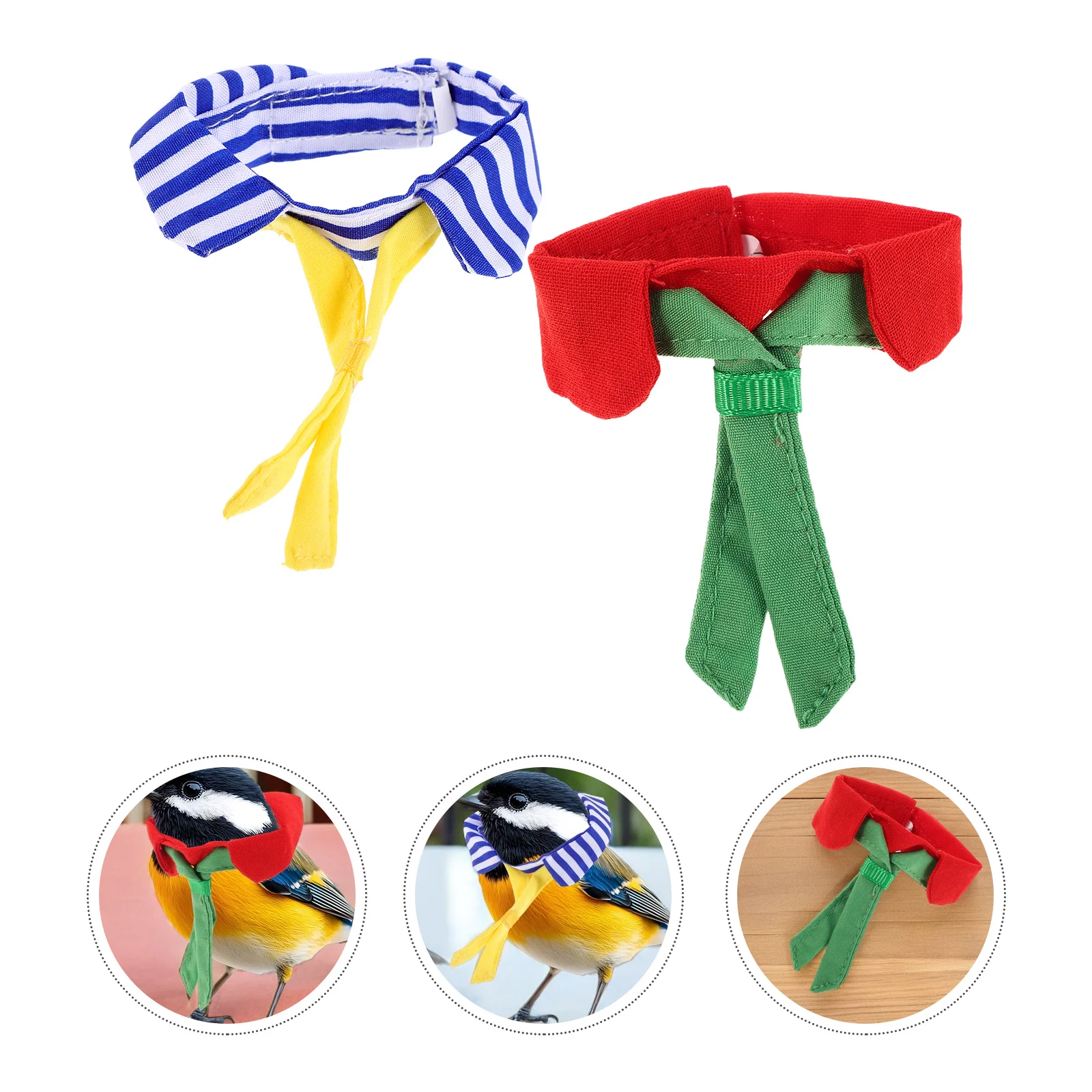

2Pcs Striped Bird Tie Collar for Parrots and Small Pets Polyester Pet Neck Decor Easy Fit Adjustable Comfortable Holiday Party