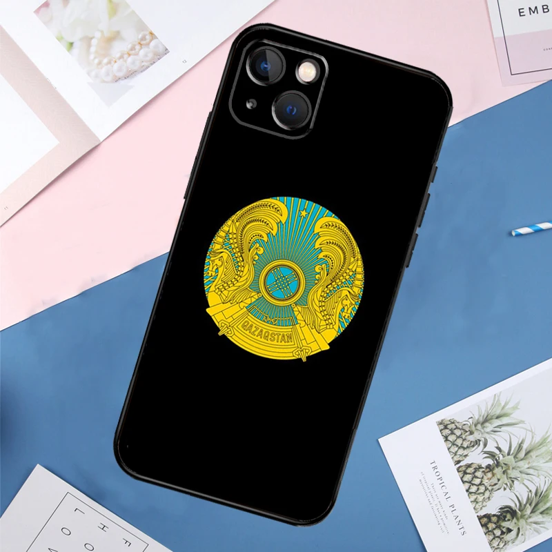 Kazakhstan Flag Soft Case For iPhone 14 13 11 12 15 16 Pro Max Mini X XR XS Max Plus Full Cover