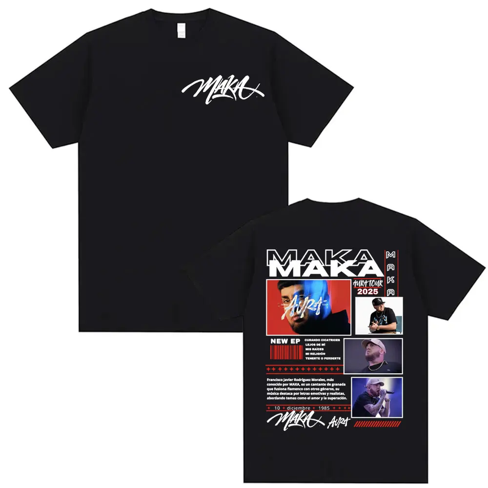 

Рэпер Maka Aura Tour Album 2025 Футболки для мужчин и женщин в винтажном стиле Harajuku Street Футболка Повседневная хлопковая футболка высокого качества