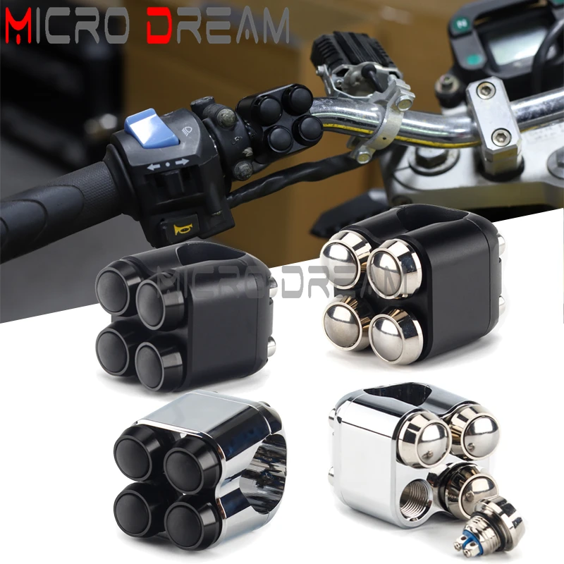 22mm 25mm Custom Motorcycle Handlebar Switches Slim Push Button For Harley Chopper Scrambler Cafe Racer Vintage Triple Switch