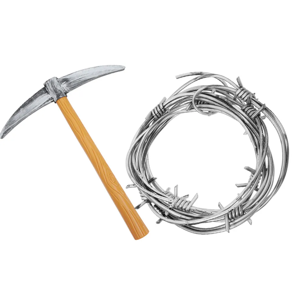 2pcs Halloween Fake Chain Decorations for Garden, Costume & Party – Elf Pickaxe Hand Digger Props