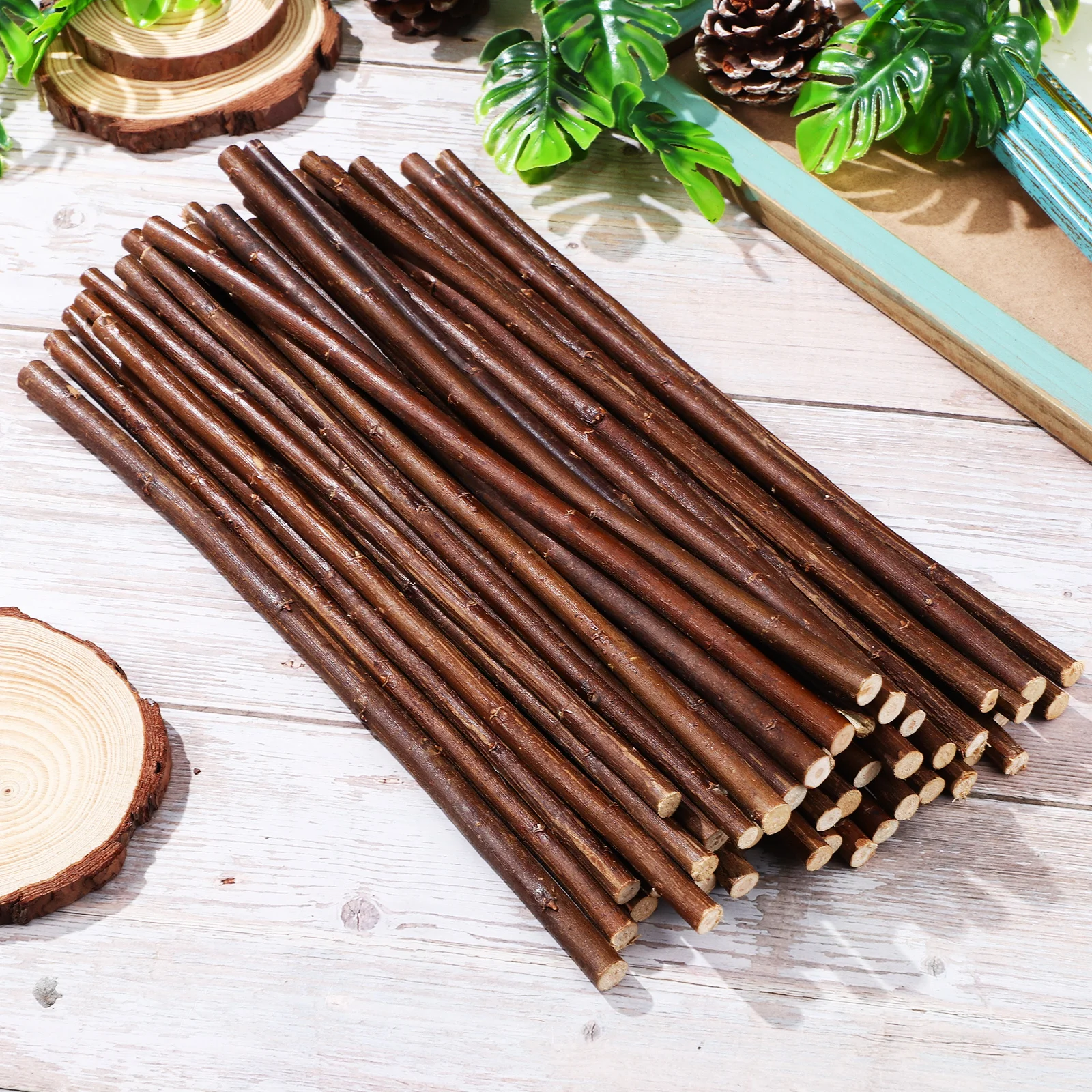 

50Pcs Craft Wood Sticks Natural Decorative Willow Branches Dried Logs DIY Wood Twigs for Centerpieces Home Decor