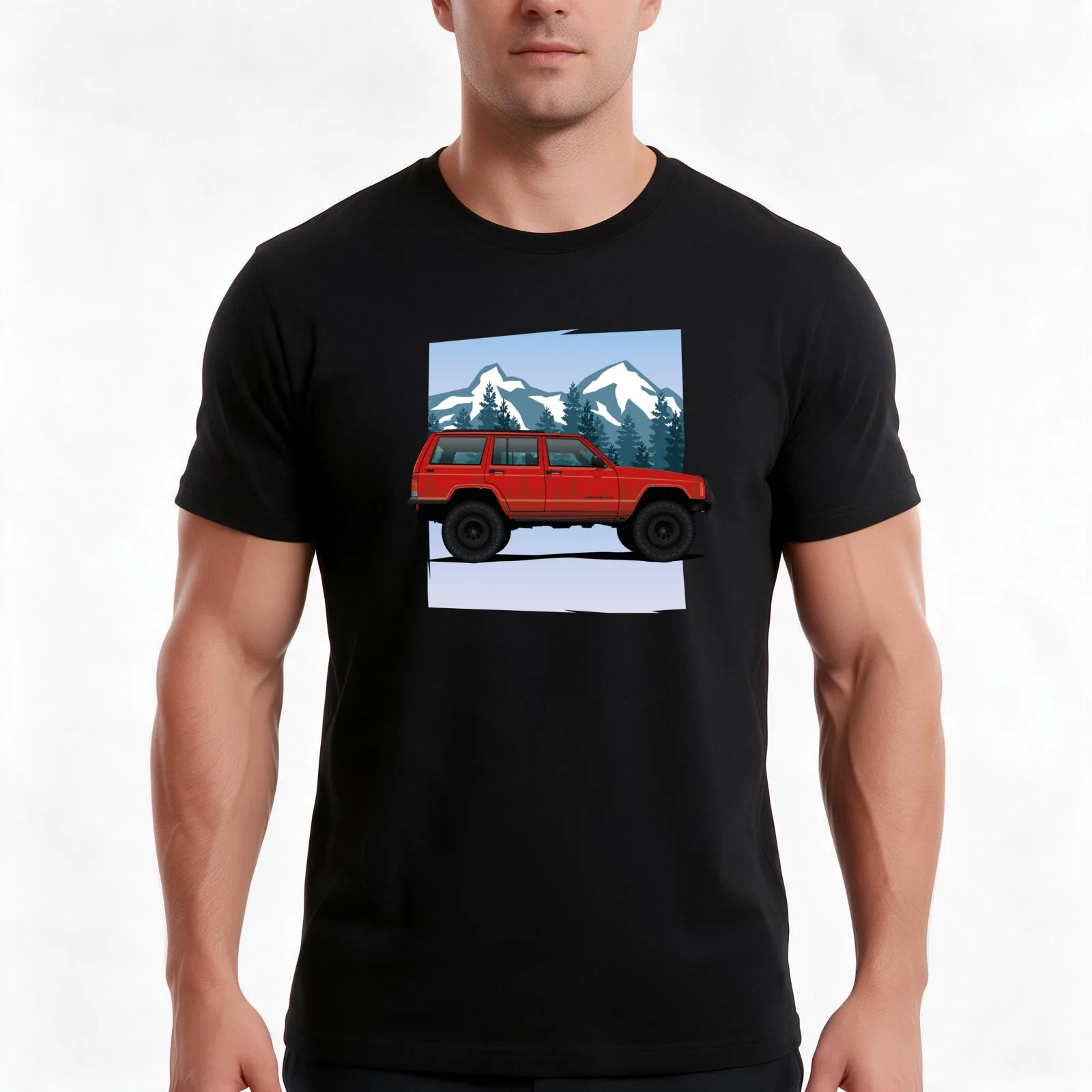 Cherokee XJ off road red T-Shirt Summer Casual Cotton Tee Oversized Streetwear Tops Vintage Graphic Print Unisex Men Women