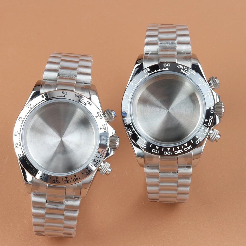 

40MM VK63 Watch Case Strap Chronograph Sapphire glass Case Oyster/Jubilee Strap For DAYTONA VK63 VK64 Movement Quartz Case