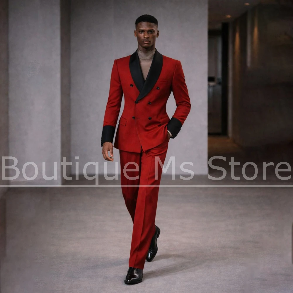 

Fashion Men's Suit 2 Piece Elegant Shawl Lapel Double Breasted Blazer and Pants Groom Wedding Prom Formal Evening Party Tuxedo