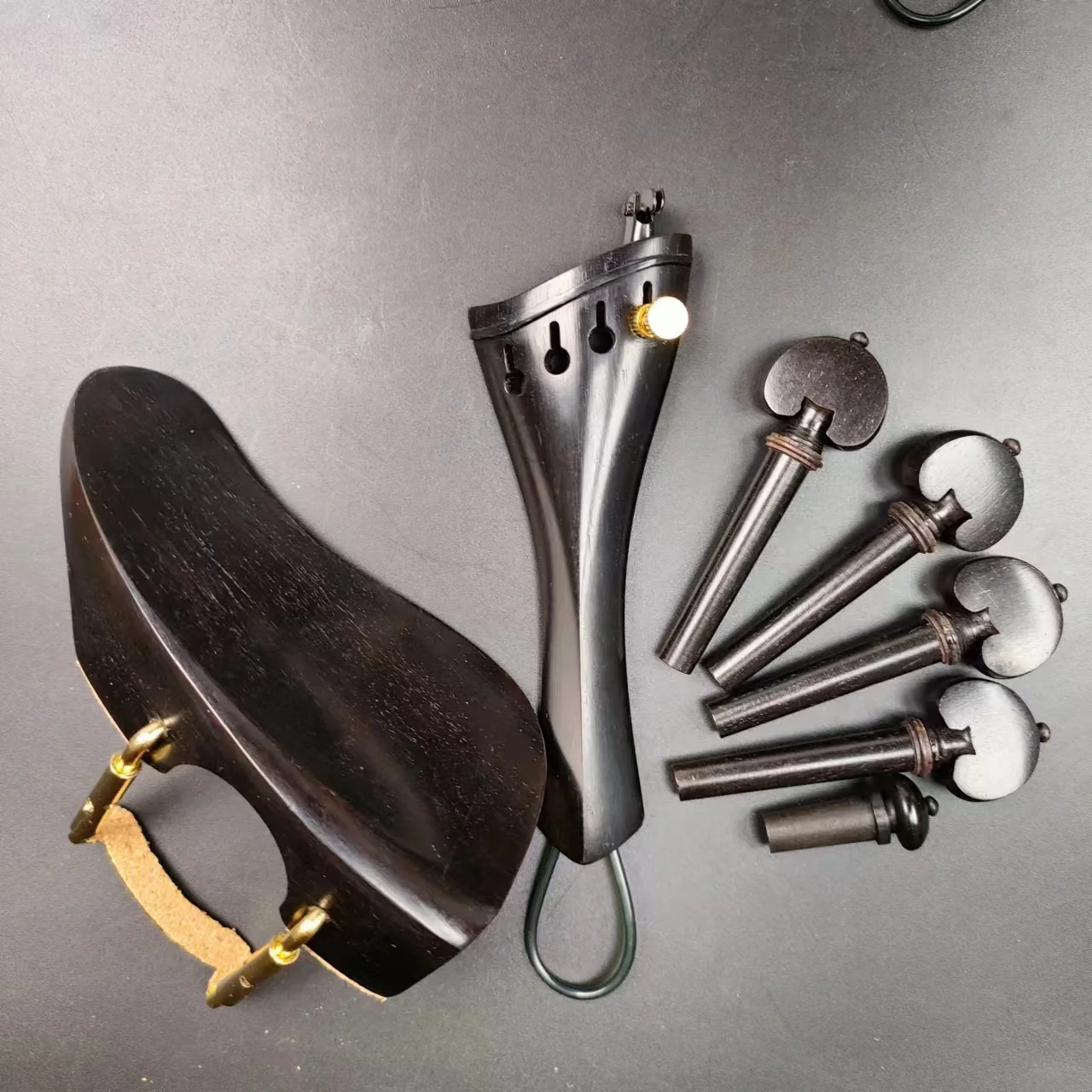 Ebony Rosewood New Shape Violin Parts Accessories With Hardware,Ready for Using,,Violin Pegs Chinrests Harp Tailpiece Endpin