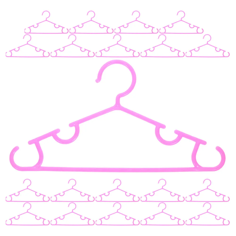 

20pcs Non-slip Kids Clothes Hanger with Clips Baby Plastic Child Wardrobe Pink Design Pet Hangers Storage Solution