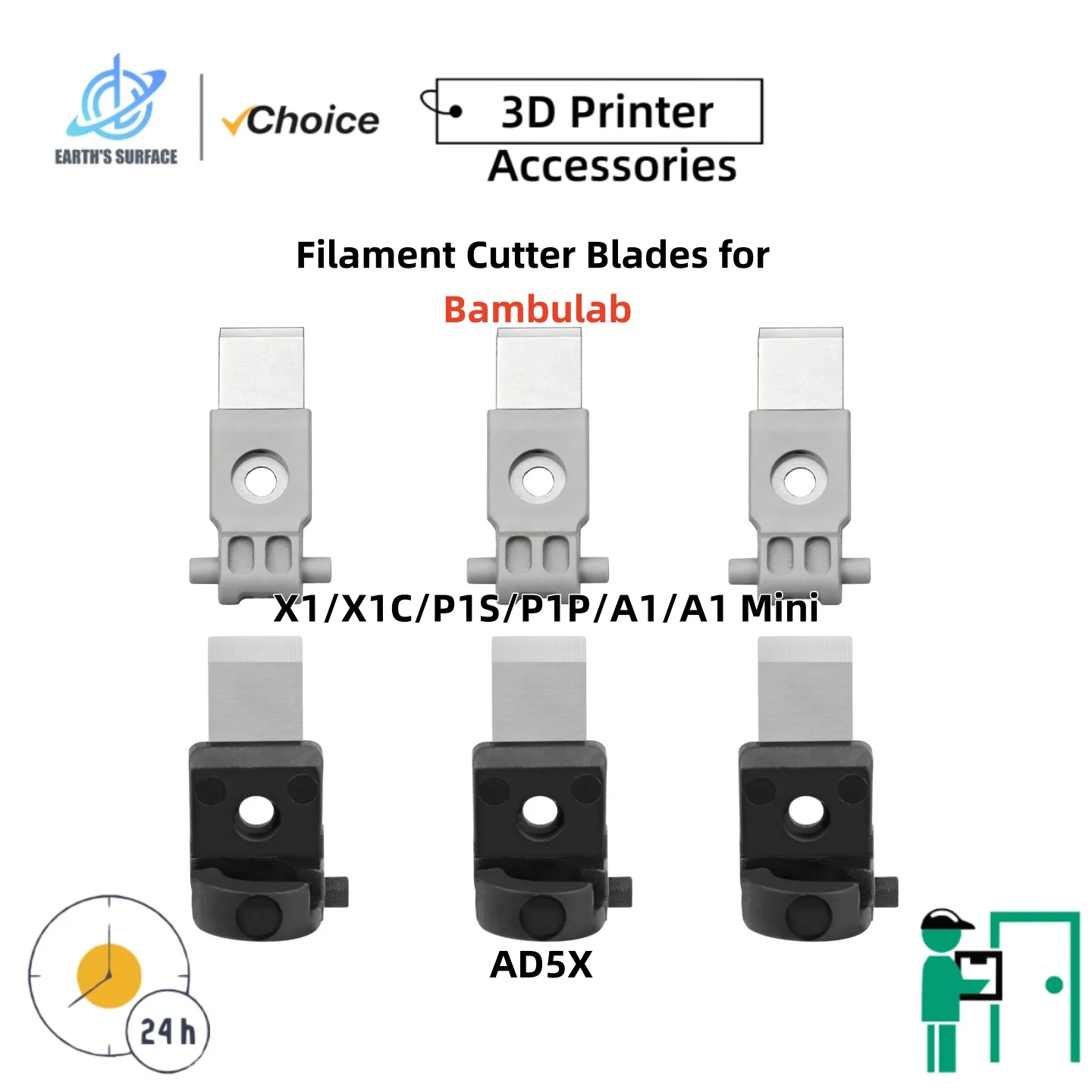 Earth's Surface Precision Metal Filament Cutter Blades for BambuLab H2S A1 P1 X1 Series 3D Printer Printer Accessories