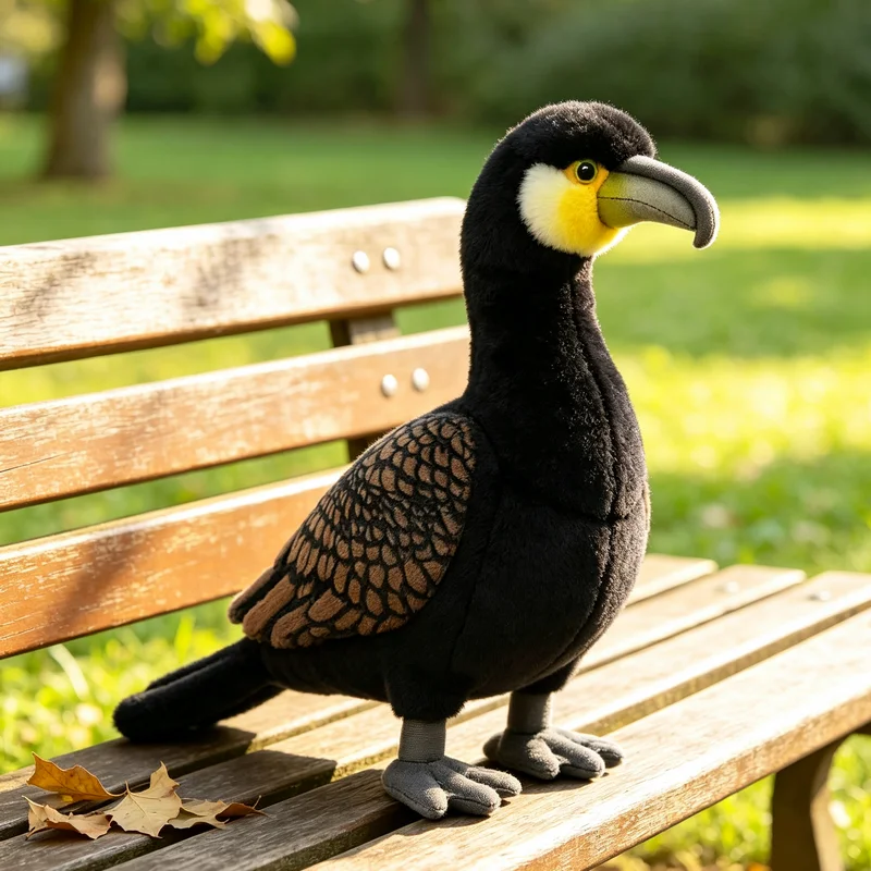 Lifelike Great Cormorant Plush Toy Soft Stuffed Water Bird Doll Realistic Simulation Animal Ornament Collection Gift for Bird