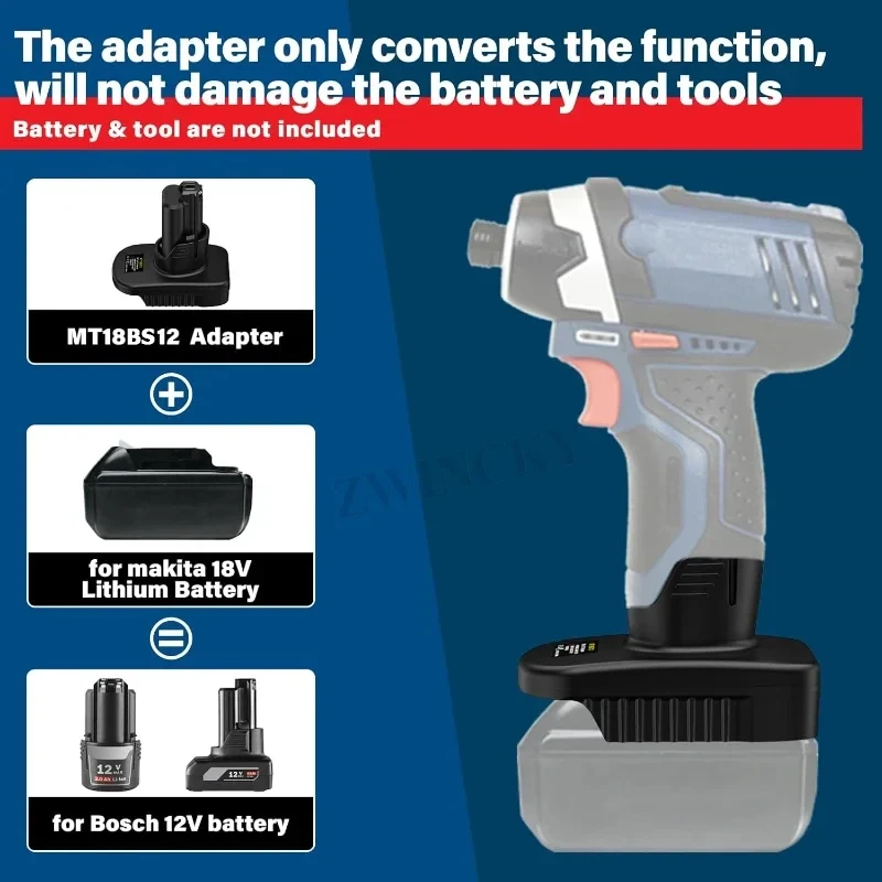 12V Battery Adapter for Bosch 12V lithium Tools Convert Compatible for Makita 18V Lithium Battery BL1860B BL1860 BL1850B BL1850