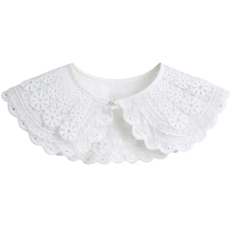 Summer Lace Shirt Fake Collar Shoulder Wraps Shawl for Womens White Sun Protection Detachable False Neck Collars Cape Scarf