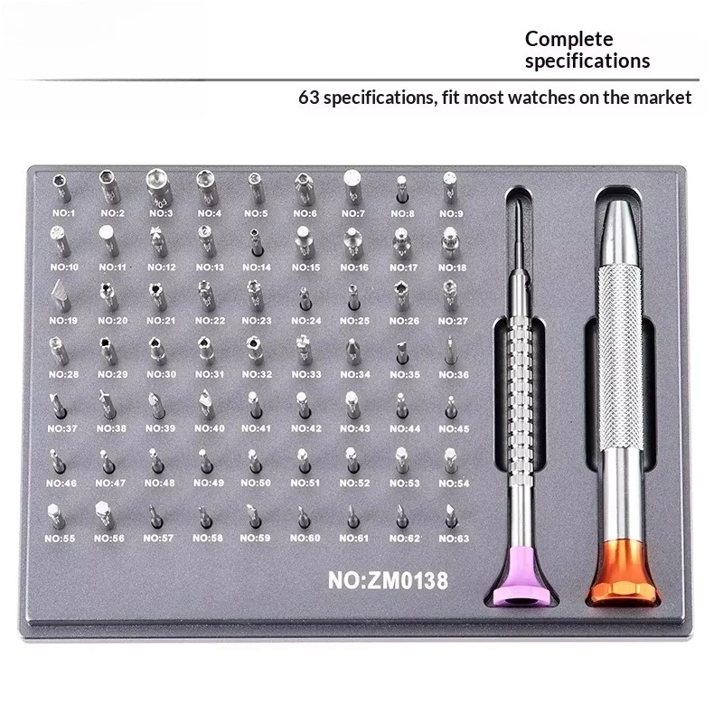 63Pcs Screwdrivers Set Watch Tools Durable Repair Table Tool Each Famous Brand Watch Driver Replaceable Screwdrivers Watch Tools