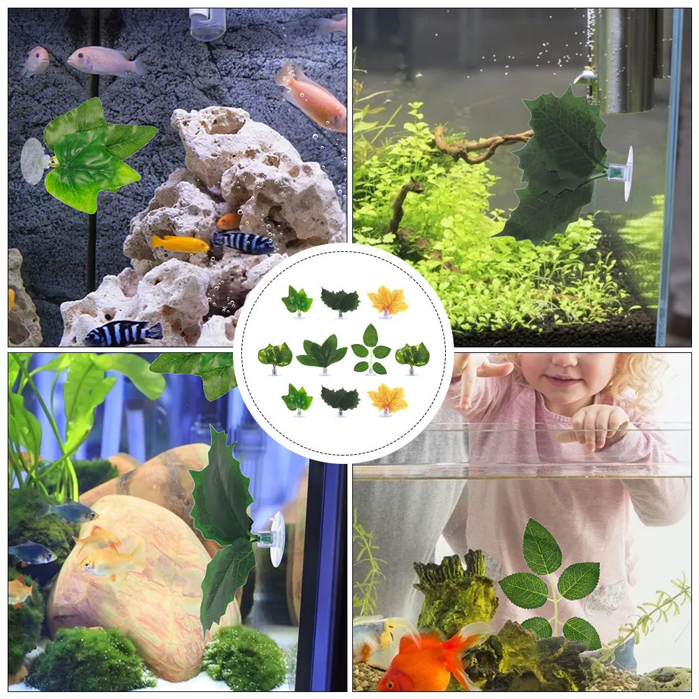 

10Pcs Aquarium Leaves Artificial Plastic Simulation Lifelike Landscape Fish Tank Decoration Accessories Fish Spawning Resting