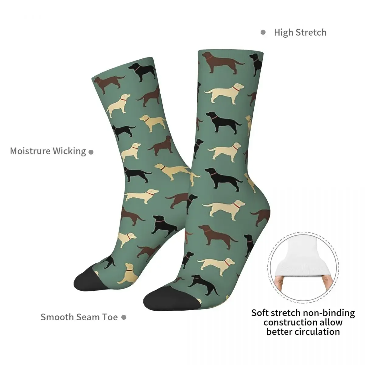 Labrador Retriever Dog Silhouettes Pattern Socks Harajuku High Quality Stockings All Season Long Socks for Man's Woman's Gifts