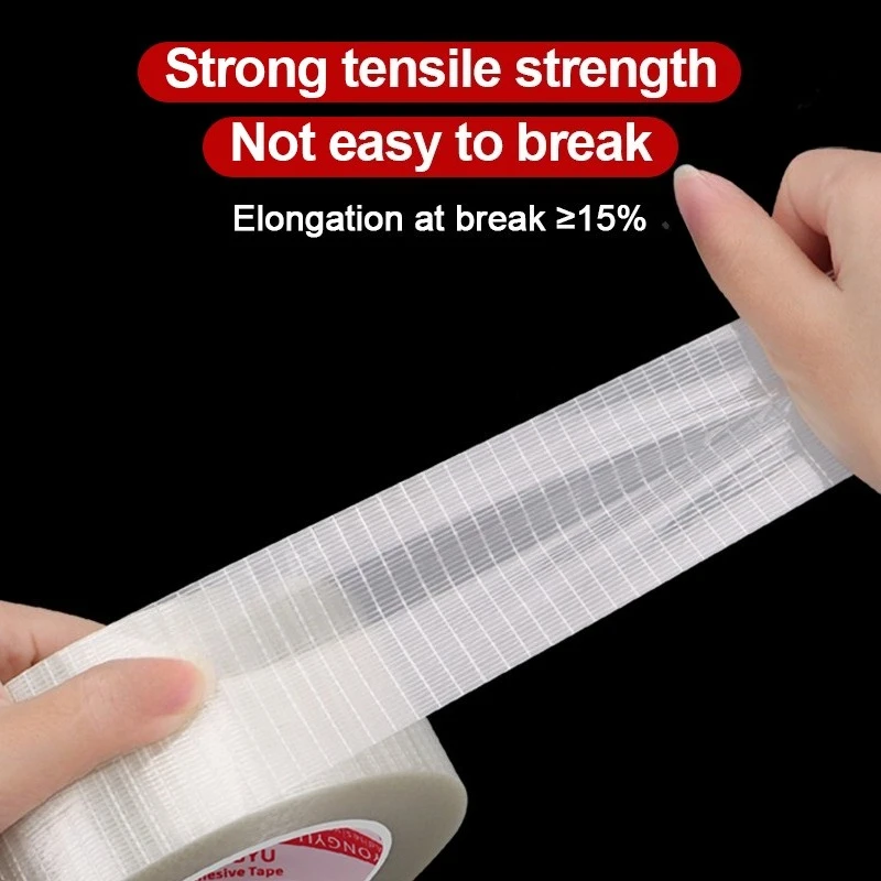 

Heavy-Duty Transparent Fiberglass Strapping Tape - Super Strong Waterproof Single-Sided Adhesive with Carton Sealing Feature