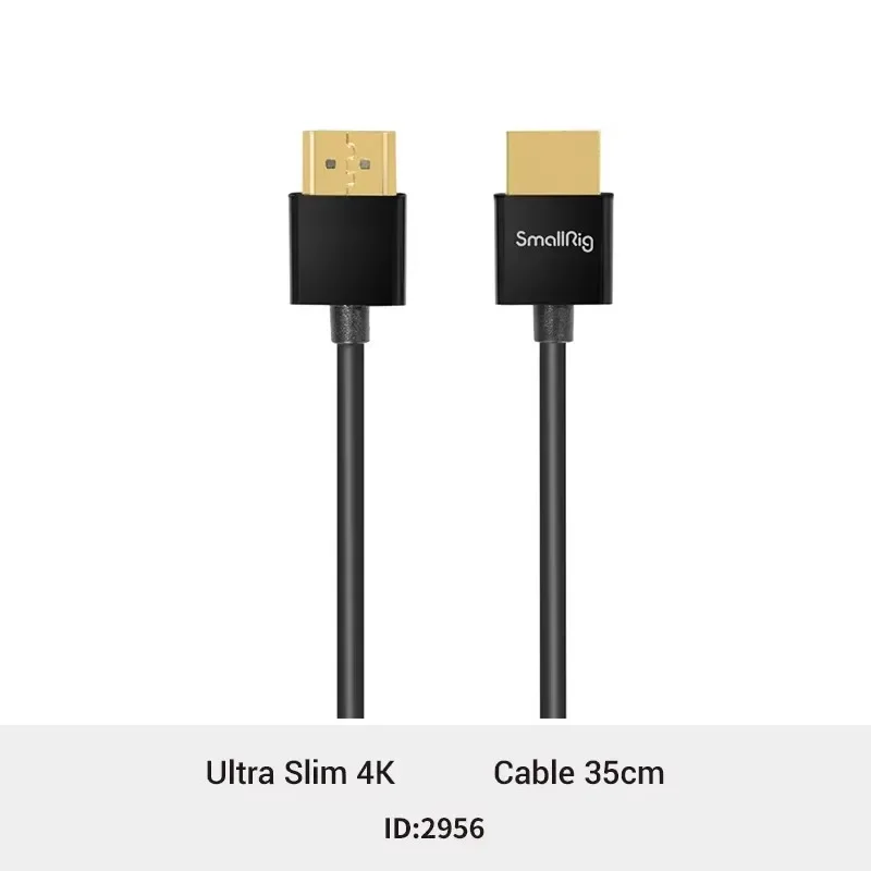 SmallRig Ultra Slim 4K 60HZ 2.0 Cable 33 55cm for DSLR/ monitor/ wireless video transmitter & receiver 2956 Black