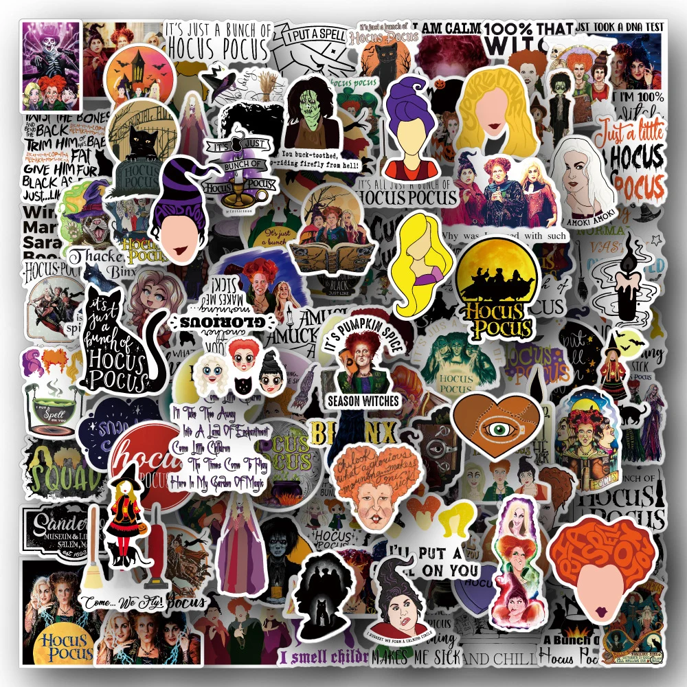 

10/30/50/100pcs Disney Movie Hocus Pocus Stickers Decals DIY Graffiti Skateboard Laptop Water Bottle Waterproof Kids Sticker Toy