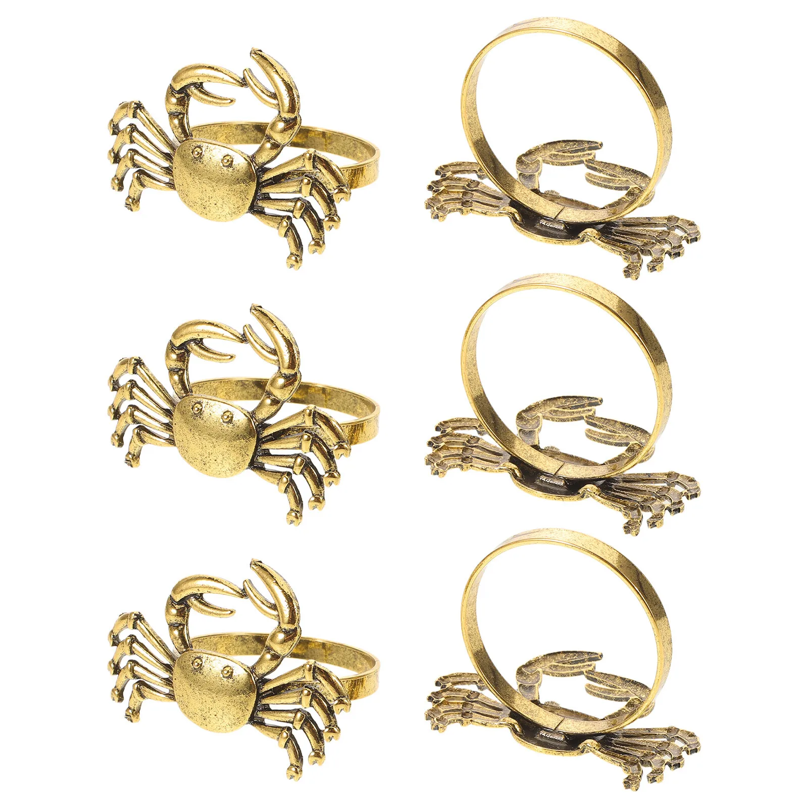 

6Pcs Crab Napkin Rings Metal Ocean Themed Napkin Holders for Coastal Engagement Wedding Banquet Decoration Crab Rings