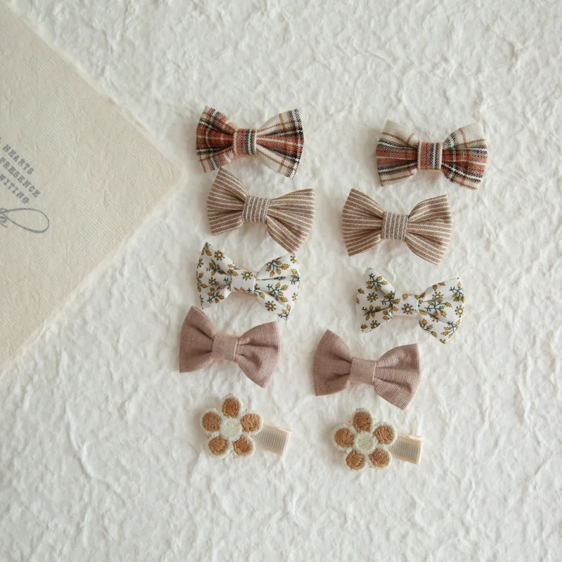 Kinderhoofddeksels, Mooie Haarclips, Babyhaaraccessoires, Volledige Dekkingsstof, Strikken Voor Meisjes, 10per Set