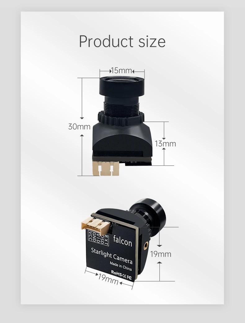 Aocoda-RC Falcon Starlight FPV Visión nocturna Cámara de alta definición Estándar Bajo ruido Bajo retardo