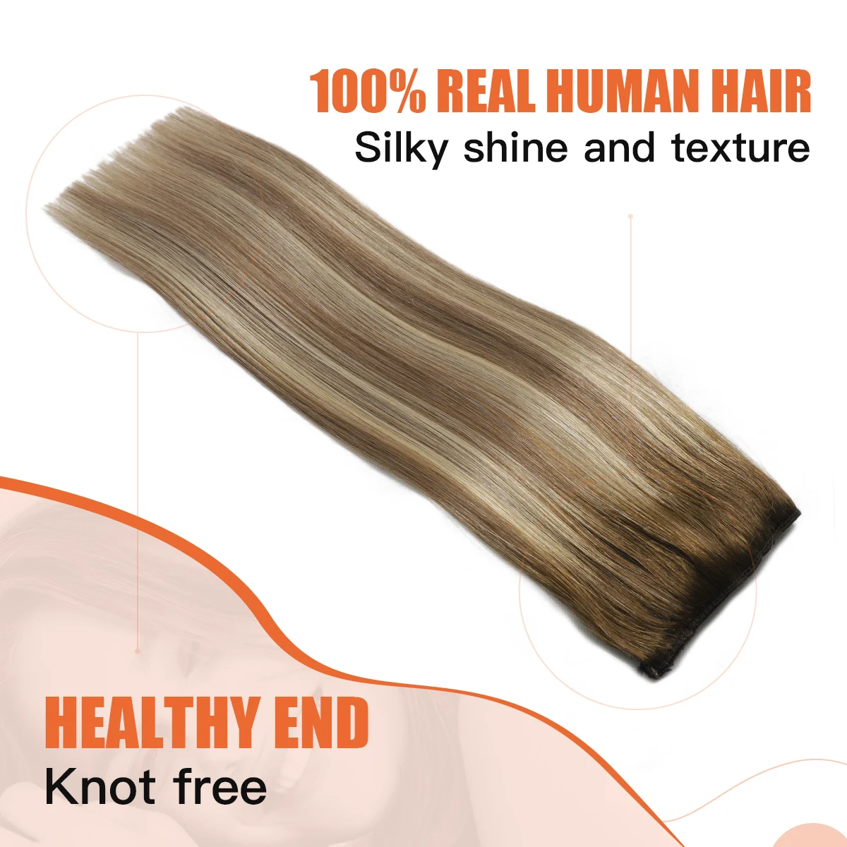 XDhair-extensões de cabelo fio para mulheres, balayage ombre, noz marrom a cinza marrom e cabelo loiro Halo, 70g, 85g, 14"