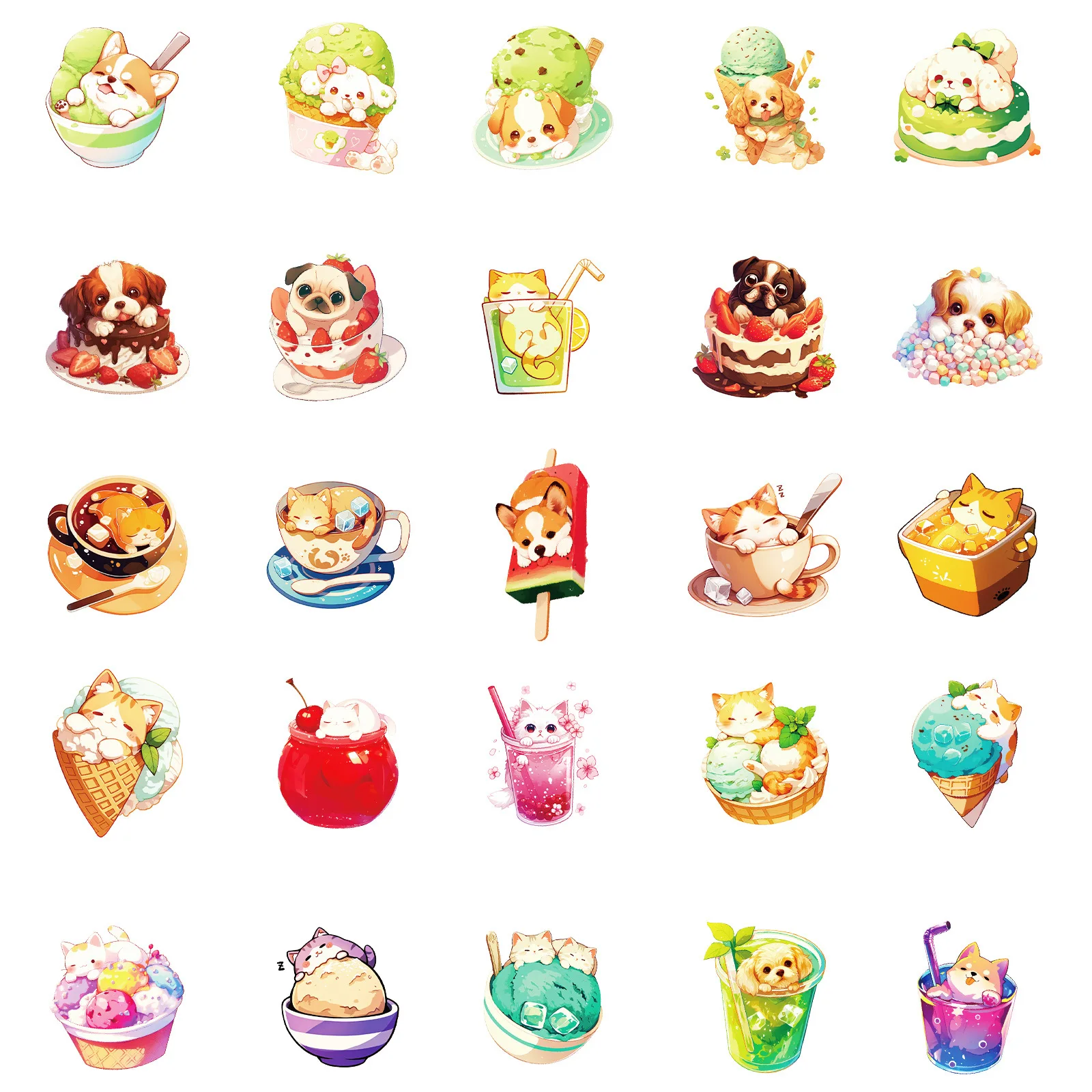10/50 قطعة لطيف مرسومة باليد ملصقات الغذاء موضة كلب صغير رسم ملصق للهاتف الكمبيوتر المحمول القرطاسية DIY بها بنفسك اللعب سر