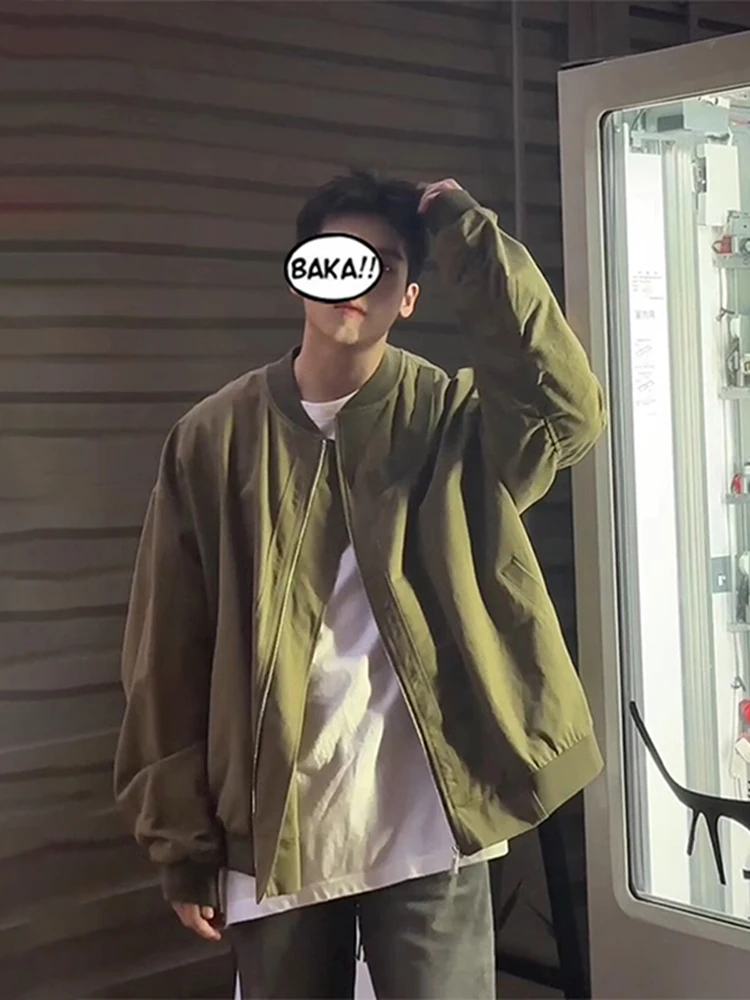 

Military een Pilot Jaet Men's Trendy Spring Vintage Baseball ort Coat Polyester Fiber Zipper Closure Loose Fit Jaet