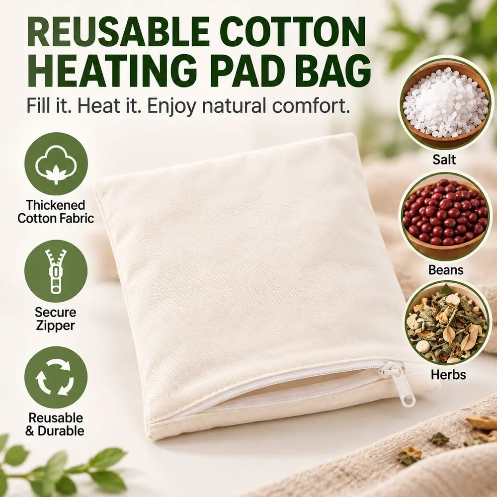 New Cotton Heating Pad Bag Zipper Closure Reusable Heat Pack Bag Portable Thickened Fabric Warming Pouch Home Warming Use