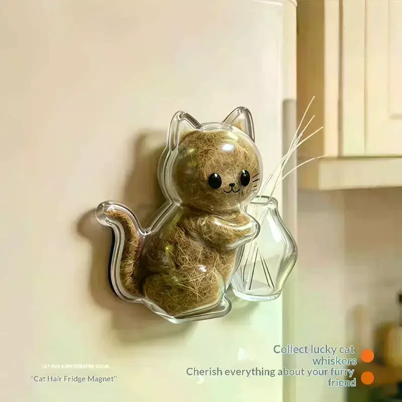Transparent Cat Hair Storage Refrigerator Magnets Pet Fur Keepsake Capsule DIY Souvenirs Cat Whiskers Collector Fridge Magnet