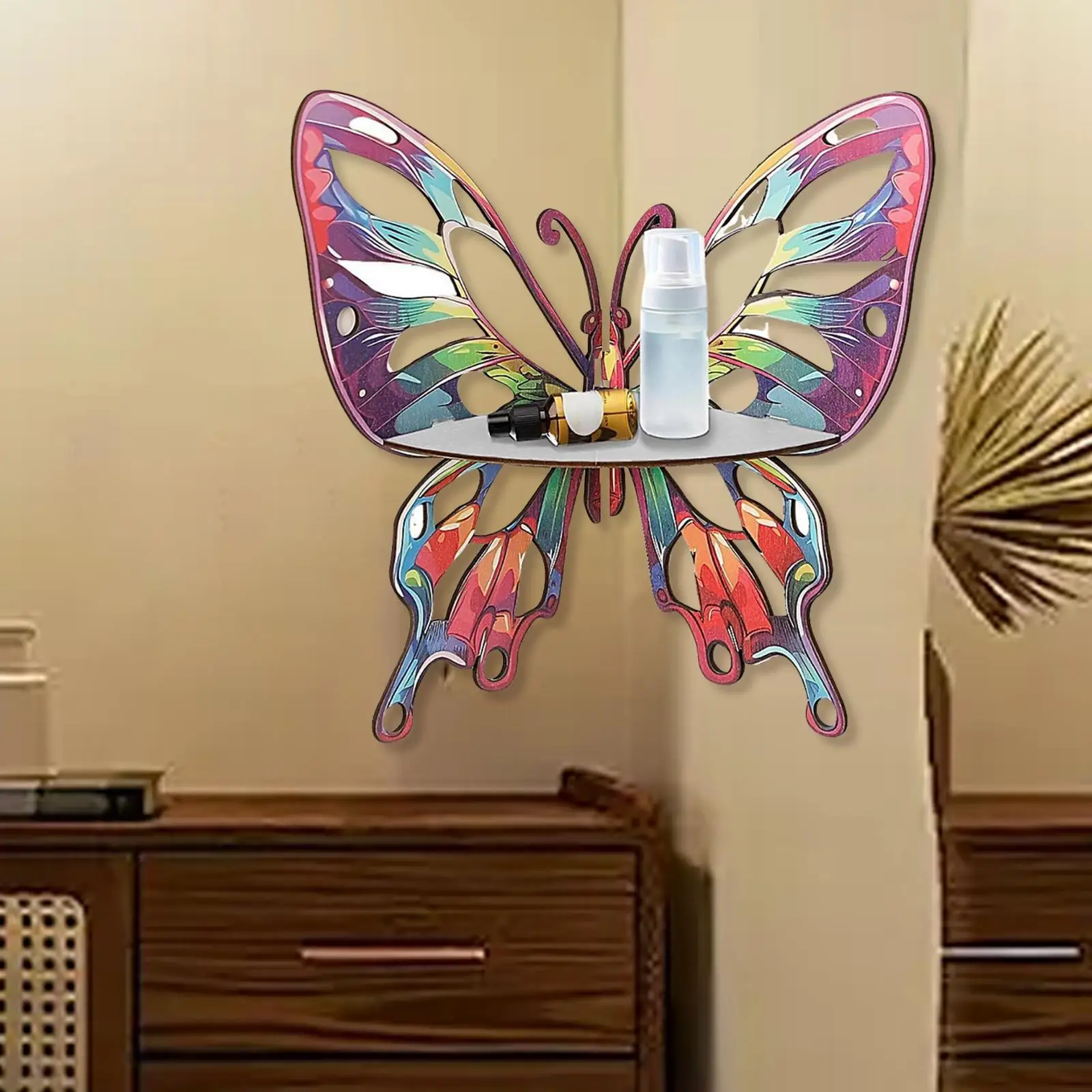

Butterfly Shelf Wooden Hanging Hollow Out Shelf for Living Room Toys Women