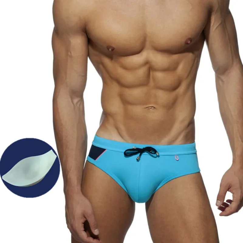 

Push Up Pad Mens Swim Briefs Sexy Men Swimwear Man Swimsuits Contrast Color Swim Wear Suit Men's Bathing Suits Swimming Shorts
