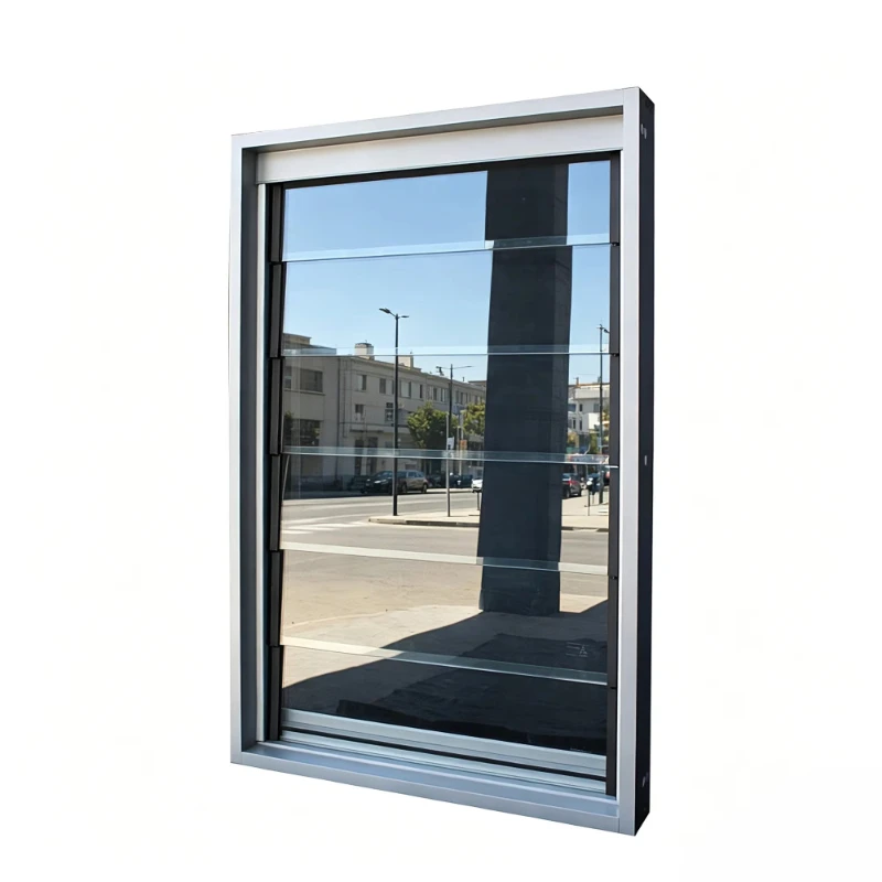 Vertical aluminum glass shutters with magnetic screens and mosquito repellent nets for external use