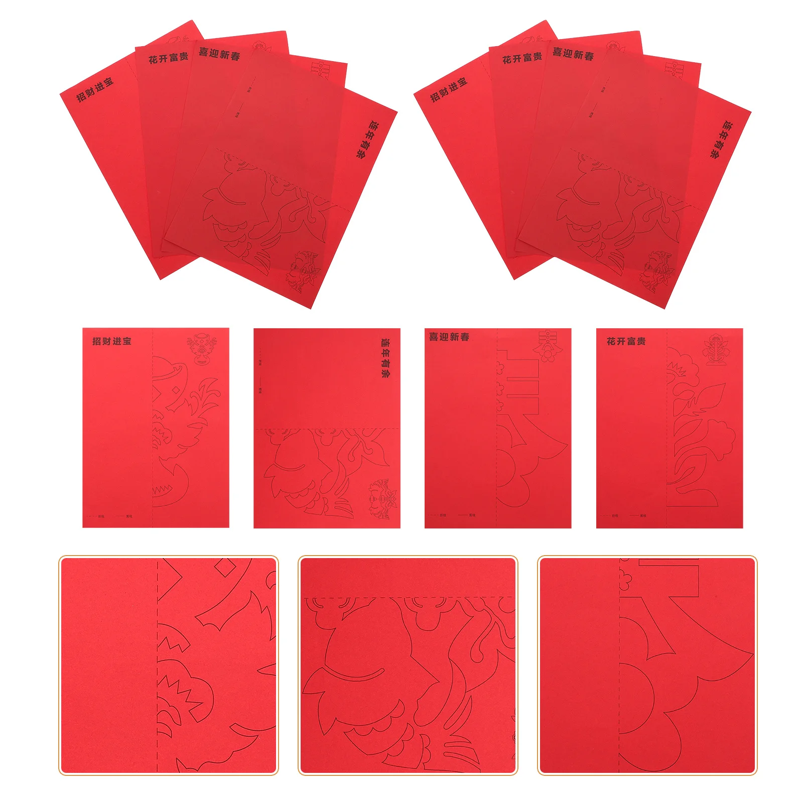 ชุดงานฝีมือกระดาษพับสำหรับเด็ก ชุดโอริกามิทำมือ กระดาษพับสีแดงสำหรับปีใหม่ ของขวัญงานฝีมือ