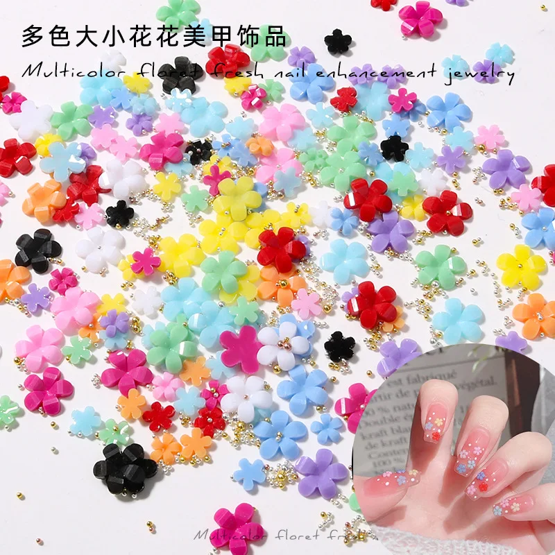 

Bulk Mix Colors Acrylic Flower Nail Art Decorations Diy Crystal Nails Parts Gems 3d Charms Nail Steel Beads Nail Art Accessories