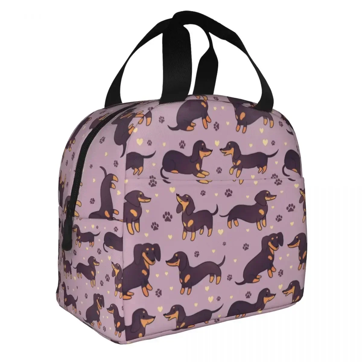 Cartoon Dachshund Dog Pattern Lunch Bag Men Women Thermal Cooler Insulated Lunch Boxes for Kids School Children